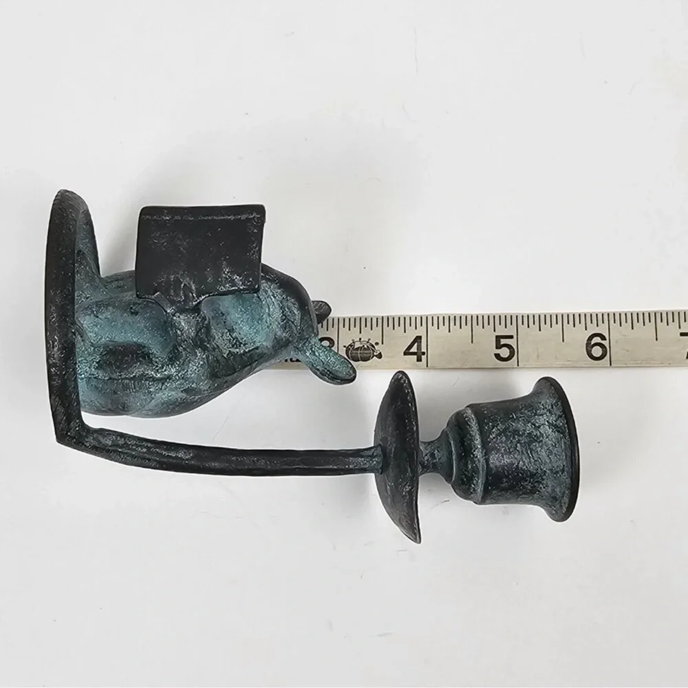 SPI Brass Mouse Reading Book Candlestick Candle Taper Holder 1991 Vintage Green - Picture 5 of 7